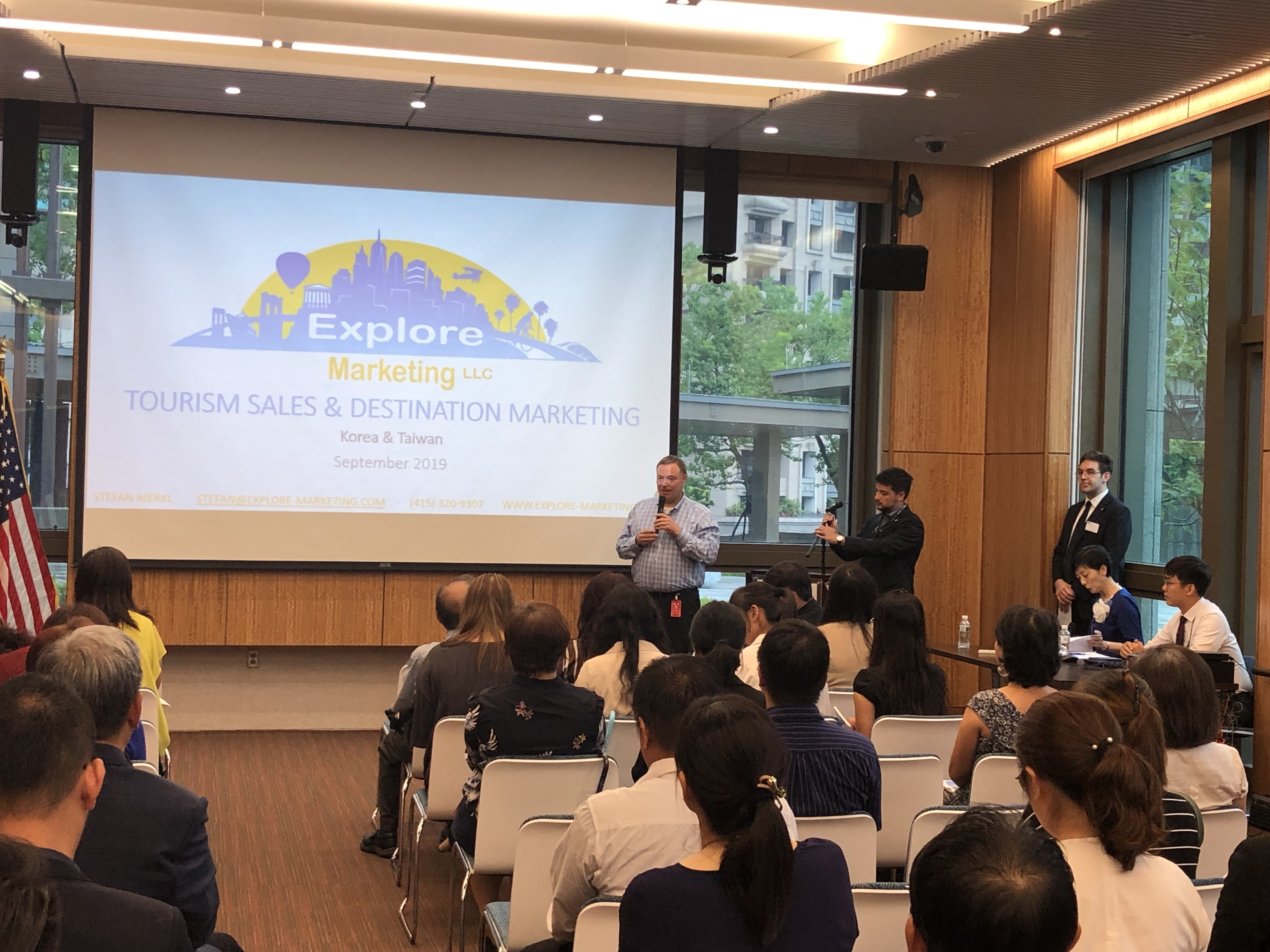 Stefan Merkl presenting at the Korea & Taiwan Tourism Sales & Destination Marketing event, September 2019